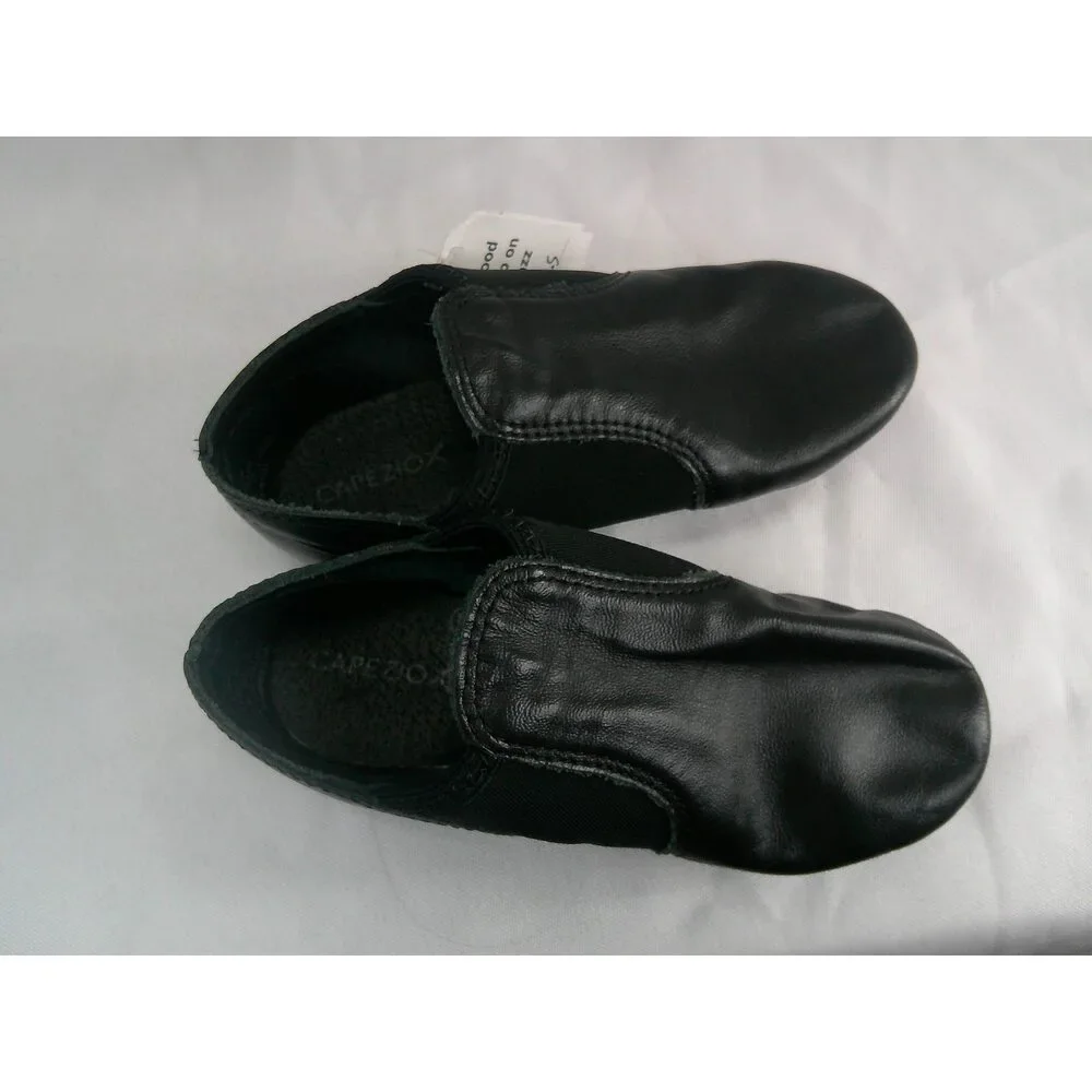 Pre-Owned Dance Dance Jazz Shoes Capezio Youth 11.5M Black Elastic Leather Slip